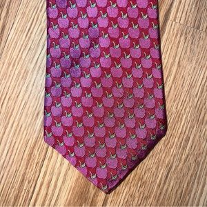 Robert Talbott for Michael Kehoe Ltd. 100% Silk Tie Red with Pink Apples‎